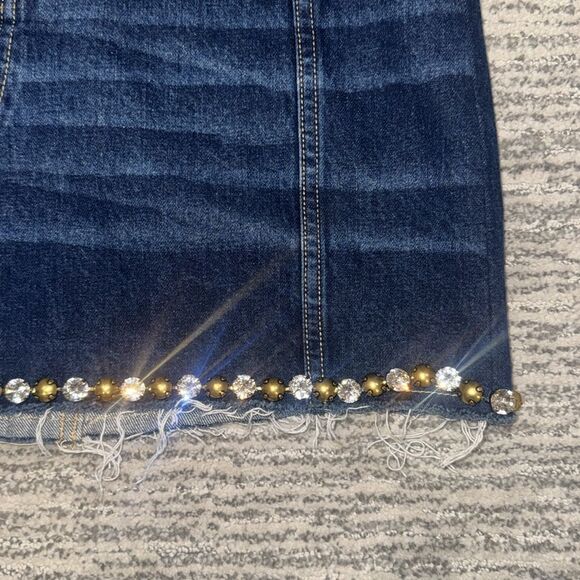 AREA Women's Strapless Crystal Embellished
Denim Mini Dress Medium - Picture 5 of 16